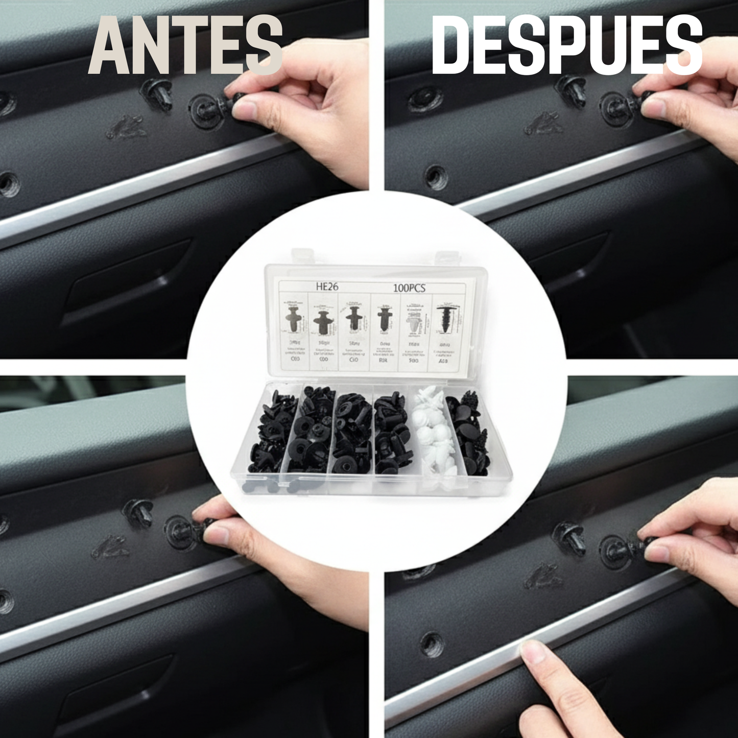 200 PCS Sujetadores para auto-6 Tamaños para Reparación Total