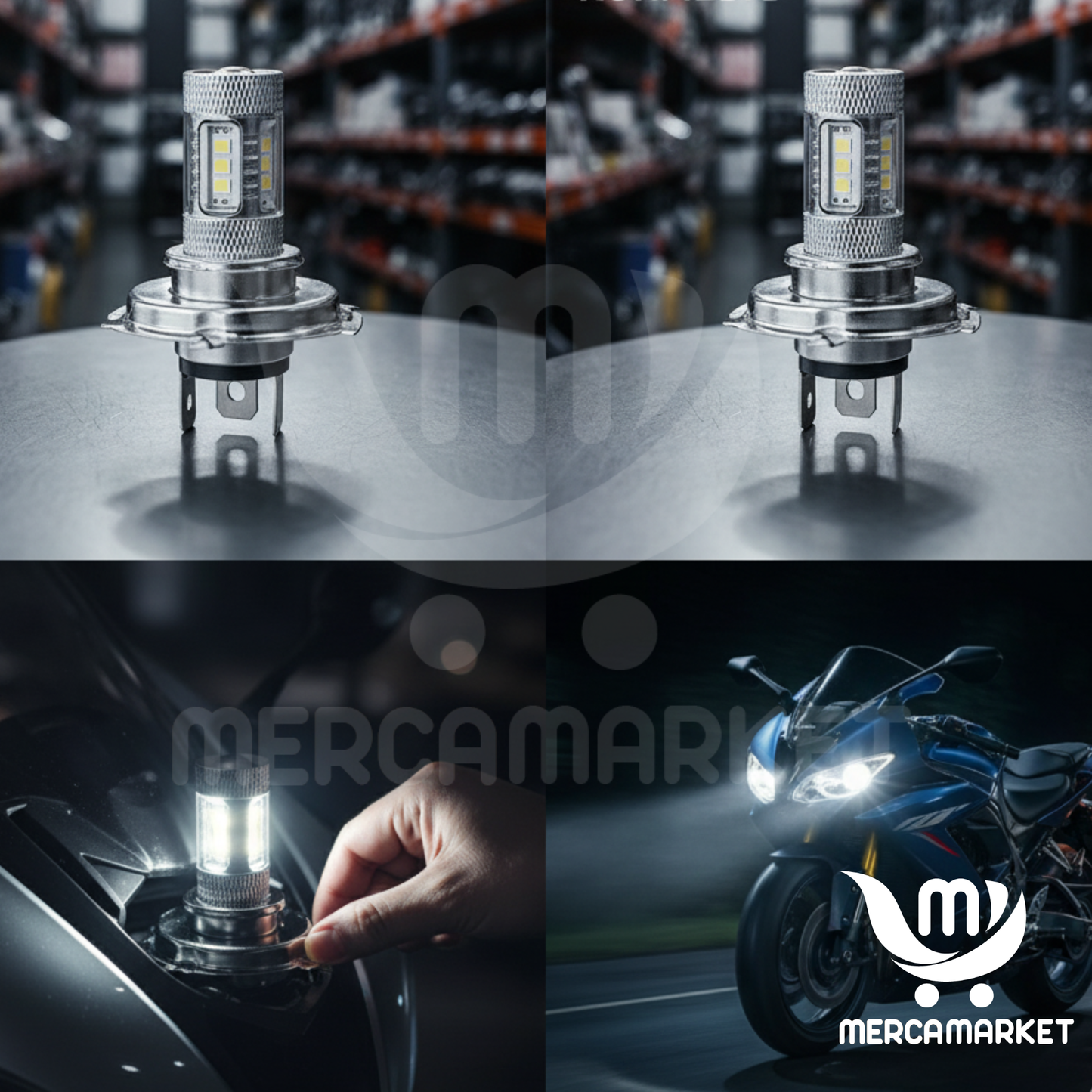 LUZ LED CON LUPA INTEGRADA PARA MOTOS H4 (🎅OFERTA 2X1 NAVIDEÑA + REGALO GRATIS🎁)