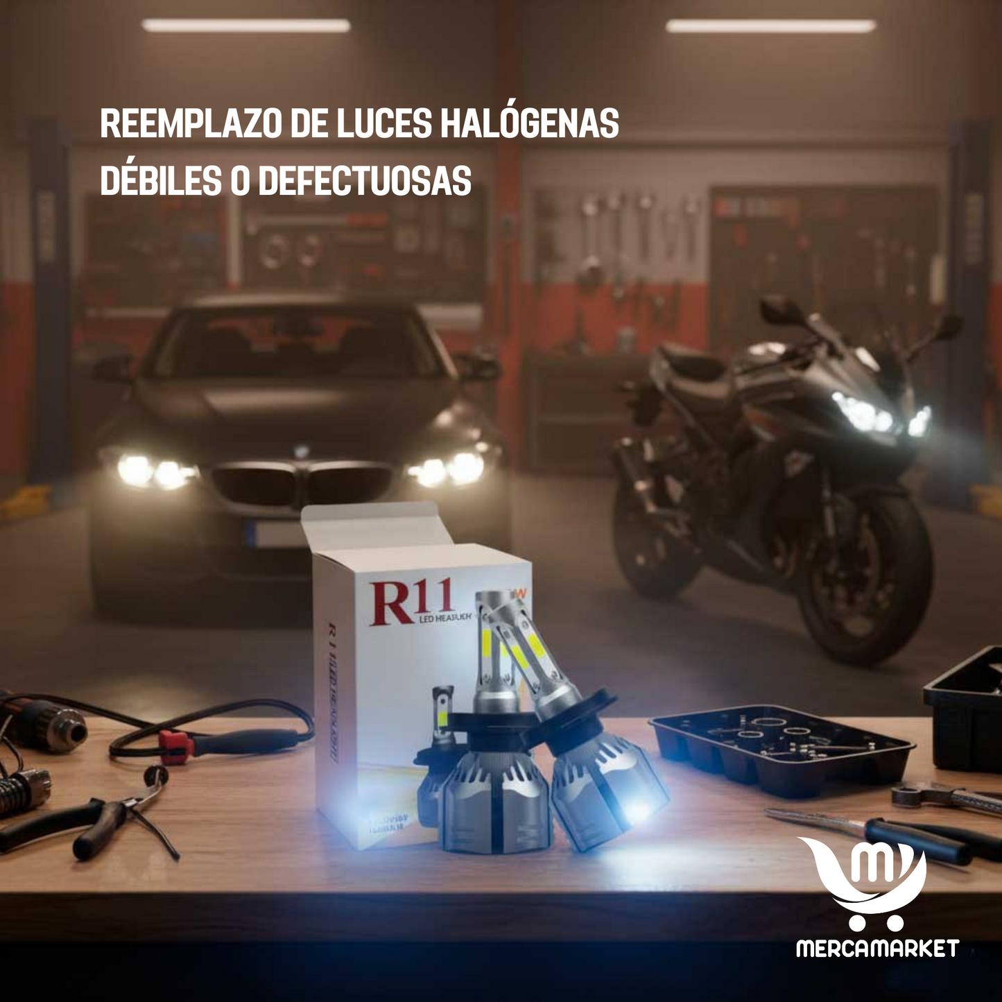 Luces LED H4-H11 28000LM-Potencia Extrema con Sistema de Enfriamiento+ 2 AÑOS DE GARANTIA
