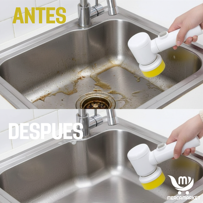 Cepillo Eléctrico Multiusos 360°+ 3 CABEZALES INTERCAMBIABLES.