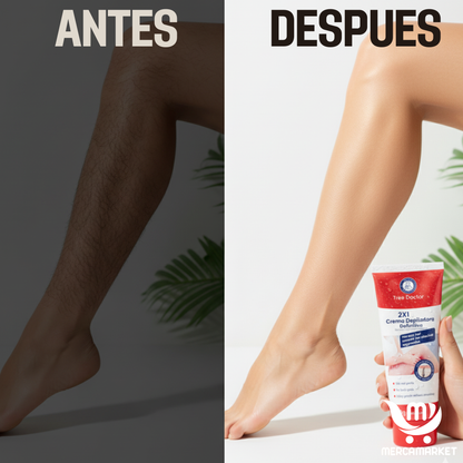 2X1 Crema depiladora MEDICA-Retrasa el crecimiento del vello y lo remueve en segundos