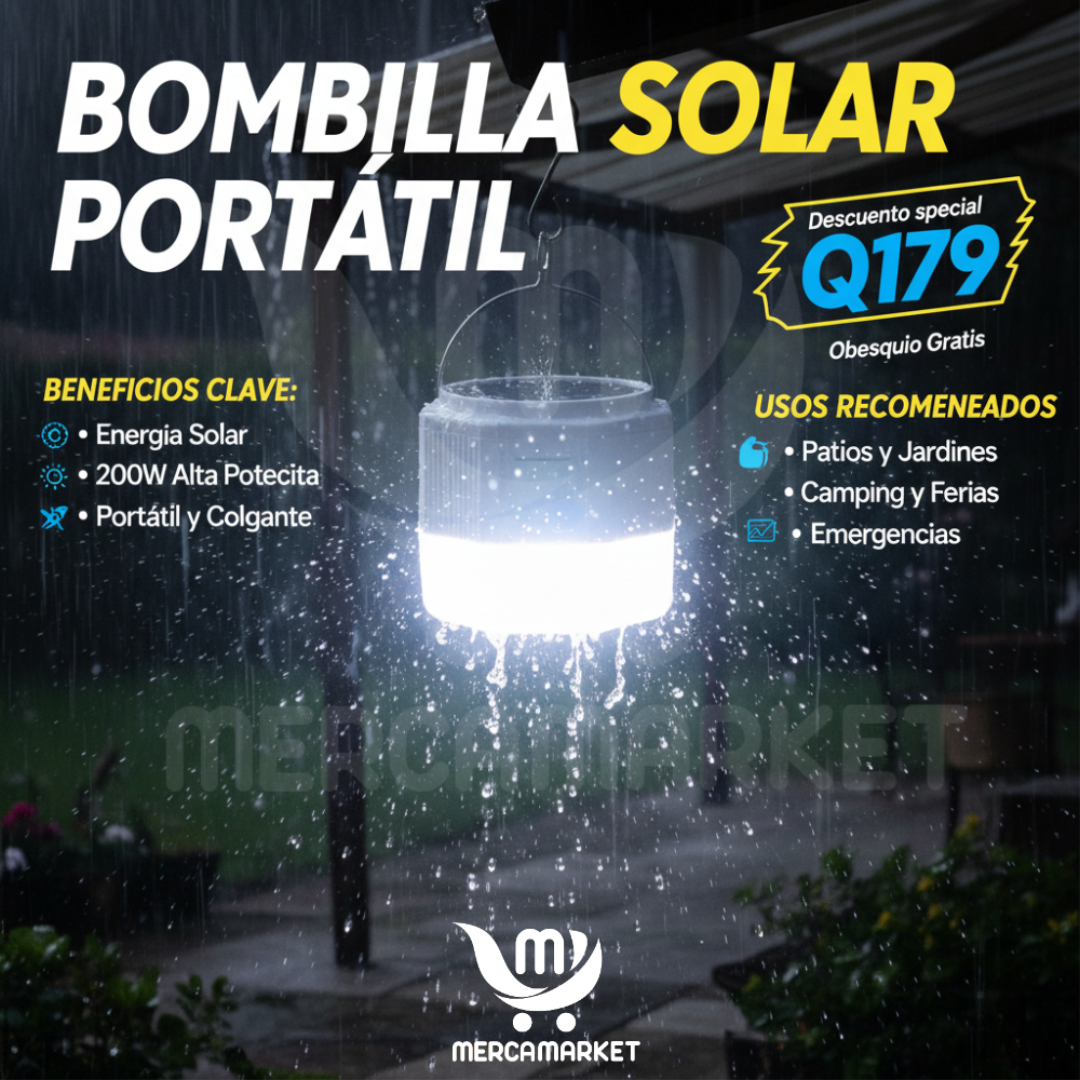 [💎 PRECIO IMPORTADOR + REGALO] Bombilla Solar LED Portátil 200W | Iluminación Portatil Potente sin Electricidad