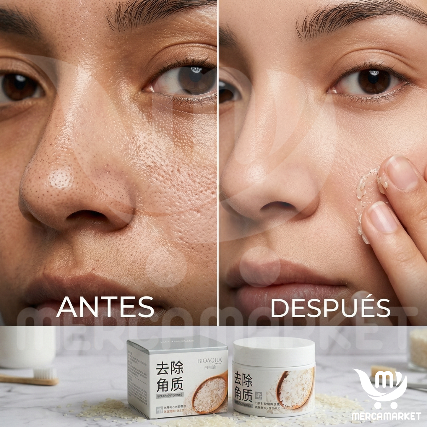 [🔥 OFERTA 2x1 + REGALO] Gel Exfoliante Aclarante de Arroz | Limpieza Profunda, Cero Puntos Negros y Efecto Mate