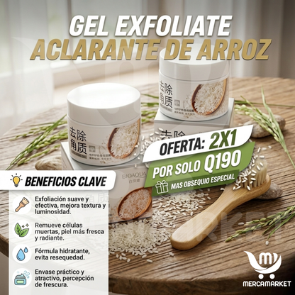 [🔥 OFERTA 2x1 + REGALO] Gel Exfoliante Aclarante de Arroz | Limpieza Profunda, Cero Puntos Negros y Efecto Mate