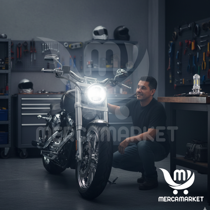 LUZ LED CON LUPA INTEGRADA PARA MOTOS H4 (🎅OFERTA 2X1 NAVIDEÑA + REGALO GRATIS🎁)