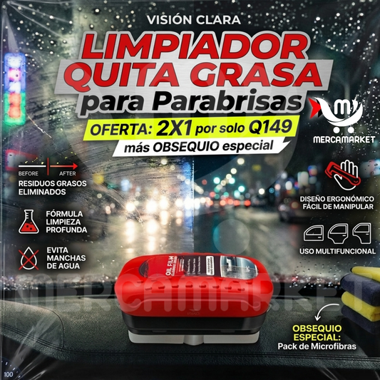 [🔥 OFERTA 2x1 + REGALO]  Limpiador Quita Grasa para Parabrisas | Visibilidad Perfecta, Cero Manchas y Manejo Seguro