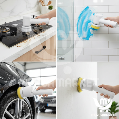 Cepillo Eléctrico Multiusos 360°+ 3 CABEZALES INTERCAMBIABLES.