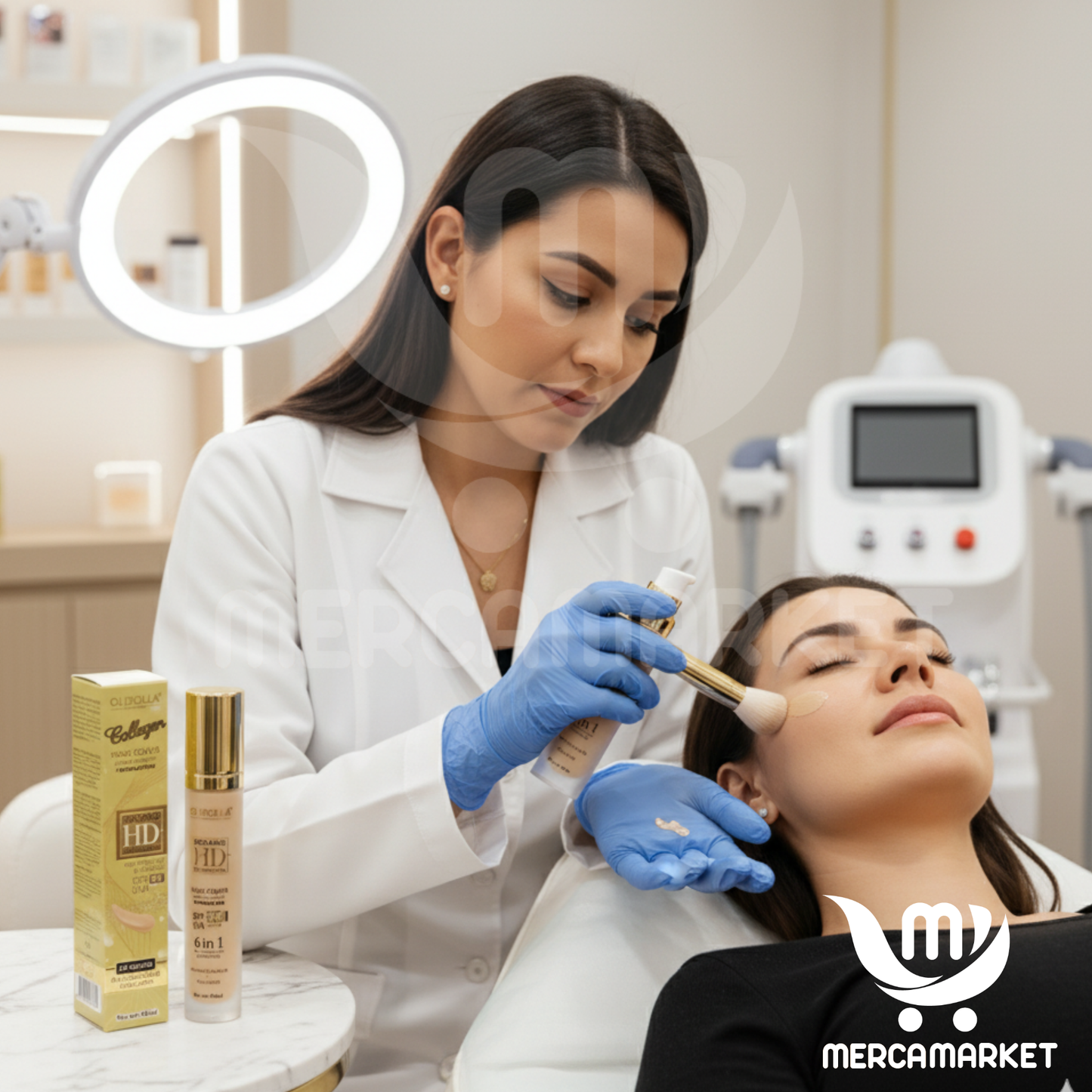 2X1 Base de maquillaje- Con protección solar SPF 30+, Colágeno + vitamina E para cuidado facial