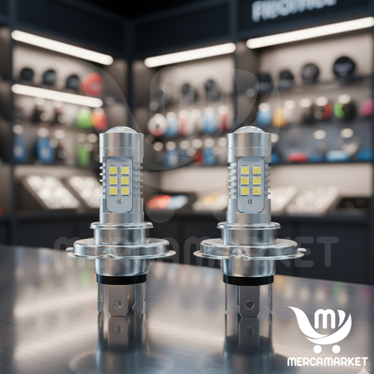 LUZ LED CON LUPA INTEGRADA PARA MOTOS H4 (🎅OFERTA 2X1 NAVIDEÑA + REGALO GRATIS🎁)