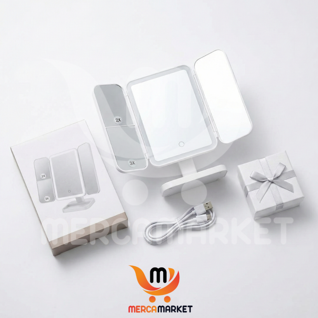[💎 PRECIO IMPORTADOR + REGALO] Espejo LED Plegable con Aumento X3