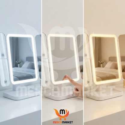 [💎 PRECIO IMPORTADOR + REGALO] Espejo LED Plegable con Aumento X3