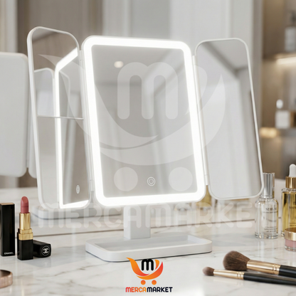 [💎 PRECIO IMPORTADOR + REGALO] Espejo LED Plegable con Aumento X3