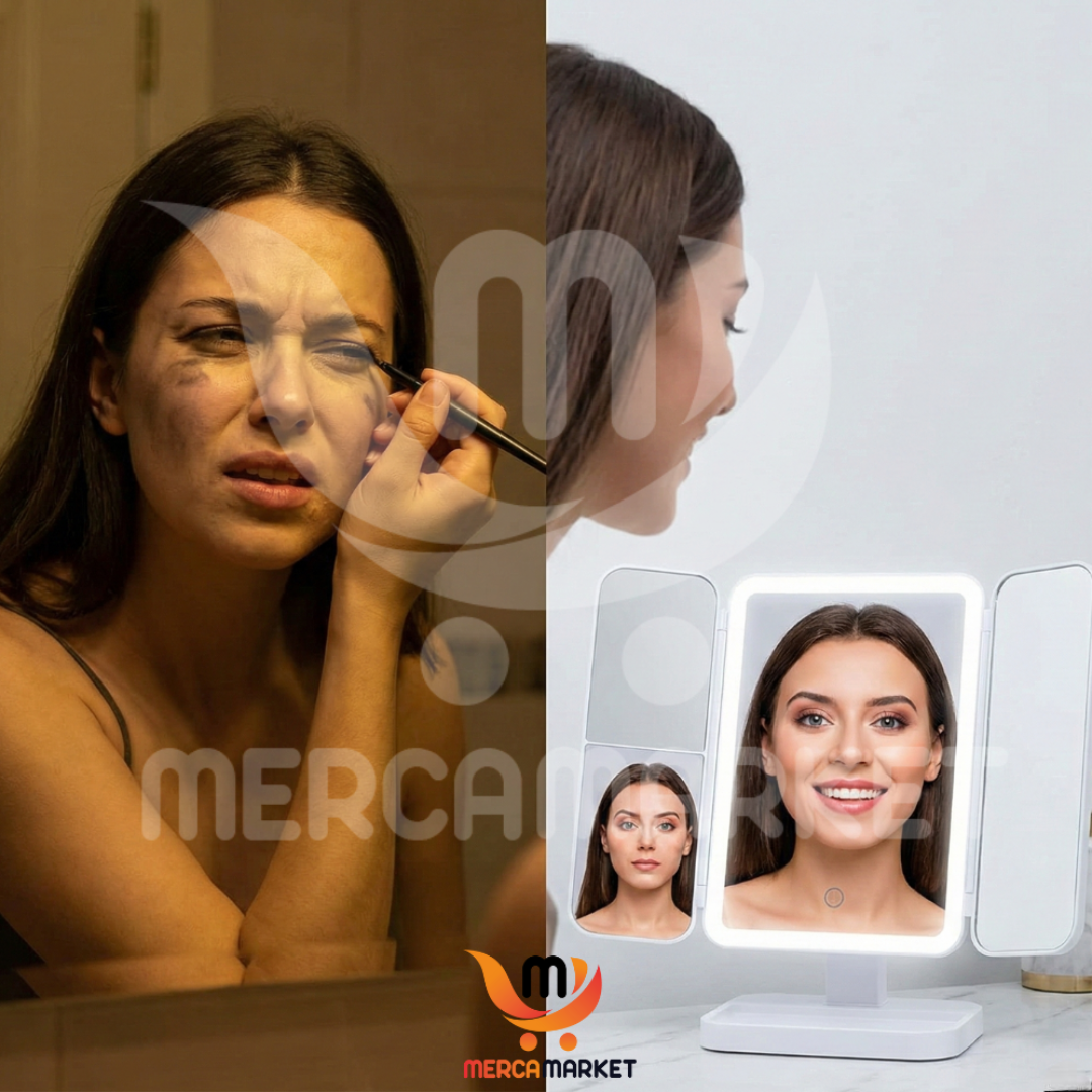 [💎 PRECIO IMPORTADOR + REGALO] Espejo LED Plegable con Aumento X3