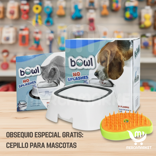 Plato Antisalpicaduras para Mascotas + Cepillo Totalmente GRATIS