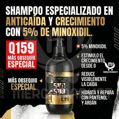 [💎 PRECIO IMPORTADOR + REGALO] Shampoo Especializado en Anticaída y Crecimiento con 5% de Minoxidil
